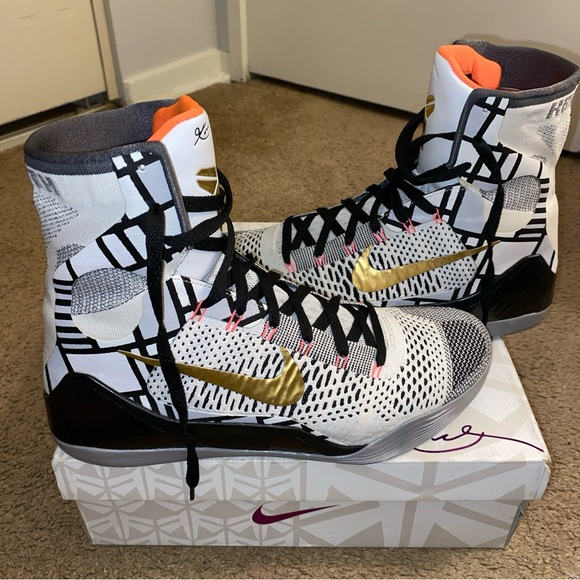BRAND NEW Kobe 9 Elite Gold Fundamentals 2014 White/Gold Men’s Size 13 OG (RARE) main image 5